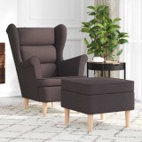 vidaXL Fotoliu cu taburet pentru picioare, maro &icirc;nchis material textil 3307993