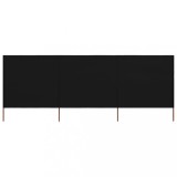 vidaXL Paravan anti-v&acirc;nt cu 3 panouri, negru, 400 x 160 cm, textil