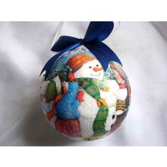 Glob cu copii care fac un om de zapada, ornament brad sarbatori 29922