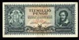 X050 UNGARIA 10 milioane Pengo 1945 t&iacute;zmilli&oacute; Pengő SUPERINFLATIE XF