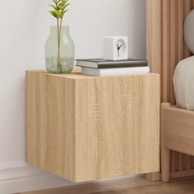 vidaXL Comodă TV de perete cu lumini LED, stejar sonoma, 30,5x35x30 cm 837222 foto