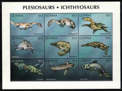 GUYANA 1996 - Fauna preistorica acvatica / colita MNH foto