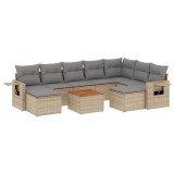 Cumpara ieftin Set canapele de gradina cu perne, 10 piese, bej, poliratan