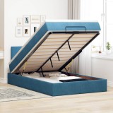 vidaXL Cadru de pat otoman cu saltea Albastru &icirc;nchis 120x200cm catifea
