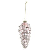 Decoratiune Craciun, tip con, roz, sticla, 12.8 cm, 66780016