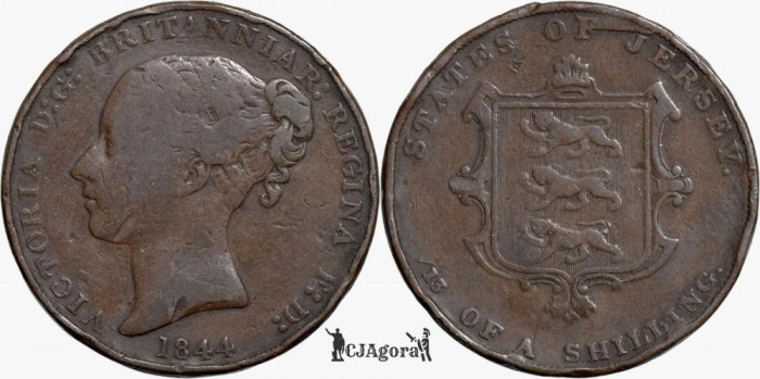 1844, 1/13 shilling - Victoria - Jersey