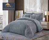 Cumpara ieftin Lenjerie pat cu pilota inclusa din catifea si blanita artificiala de iepure,cearceaf cu elastic,gri inchis- A1211