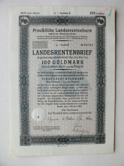 Titlu De Stat Obligatiune Germania 1928-100-Goldmark foto