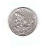 Moneda Guatemala 25 centavos 1997, stare buna, curata, America Centrala si de Sud, Cupru-Nichel