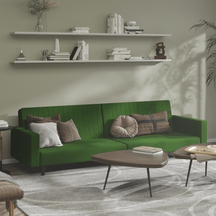 Gossi canapea extensibila cu 2 locuri, verde inchis, catifea