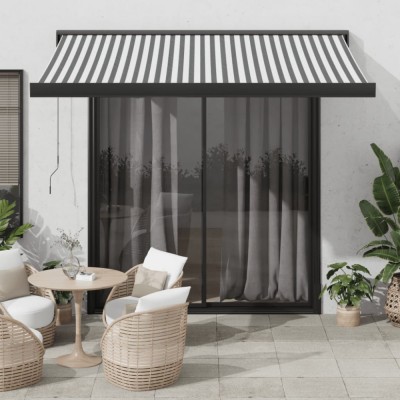 Copertină retractabilă antracit/alb, 3,5x2,5 m, textil/aluminiu foto