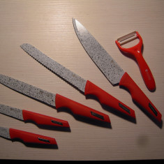 SET 5 cutite si un curatator legume ZILLINGER, acoperire ceramica, NOI +6 pahare