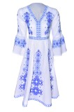 Rochie traditionala dama, IMRA 2 , marime L, alb, Bumbac