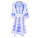 Rochie traditionala dama, IMRA 2 , marime XL, alb