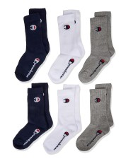 Set 6 perechi de sosete pentru copii Champion Crew, bleumarin alb gri, 31-34 - OUTLET foto