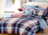 Lenjerie de pat matrimonial cu husa elastic pat si fata perna dreptunghiulara, Oxford, bumbac mercerizat, multicolor