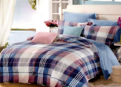 Lenjerie de pat pentru o persoana cu husa elastic pat si fata perna dreptunghiulara, Oxford, bumbac mercerizat, multicolor foto