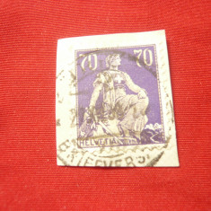 Timbru Elvetia 1921 - uzuale - 70C violet, stampilat