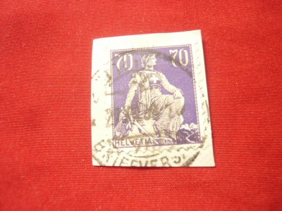 Timbru Elvetia 1921 - uzuale - 70C violet, stampilat foto