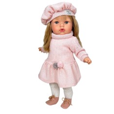 Papusa Nines D&#039;Onil Tita Lana cu sunete, parul blond, rochie roz si miros de vanilie 45 cm