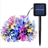 Instalatie craciun, 5 metri, 20 becuri led tip flori de cires, pentru exterior cu incarcare solara, multicolor, flippy