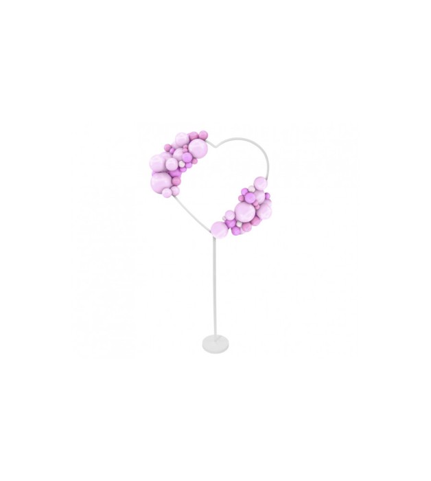 Suport din plastic pentru baloane, model inima, 70 cm x 155 cm, alb
