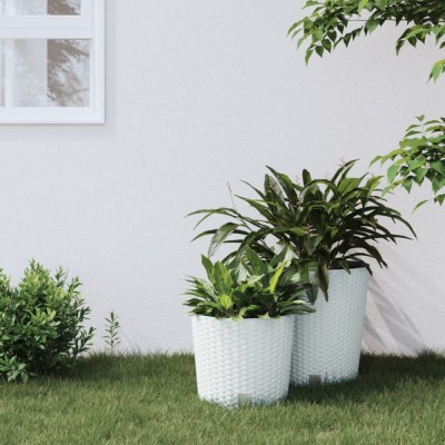 vidaXL Jardinieră cu interior detașabil, alb, 15 / 15,3 L, PP ratan 364685 foto