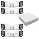 Sistem de supraveghere 8 camere Hikvision ColorVU 5MP, 2.8mm, lumina alba 20m, DVR 8 canale SafetyGuard Surveillance