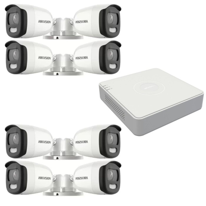 Sistem de supraveghere 8 camere Hikvision ColorVU 5MP, 2.8mm, lumina alba 20m, DVR 8 canale SafetyGuard Surveillance