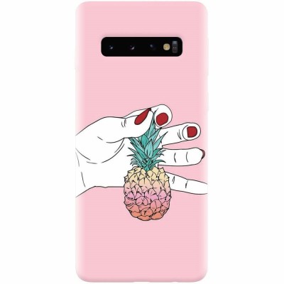 Husa silicon pentru Samsung Galaxy S10, Rainbow Pinepple foto