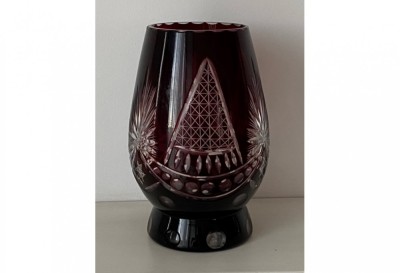 Vaza Cristal Bohemia Rosu Bordeaux foto