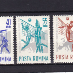 ROMANIA 1963 LP 569 CAMPIONATELE EUROPENE DE VOLEI SERIE MNH
