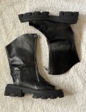 SANDALE ROMANE DAMA CIZME NEGRE GLADIATOR VARA PIELE NATURALA FERMOAR