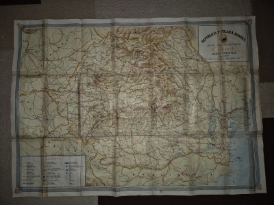 harta turistica - rapublica populara romana - anul 1958 - dimensiuni 89/64 cm foto