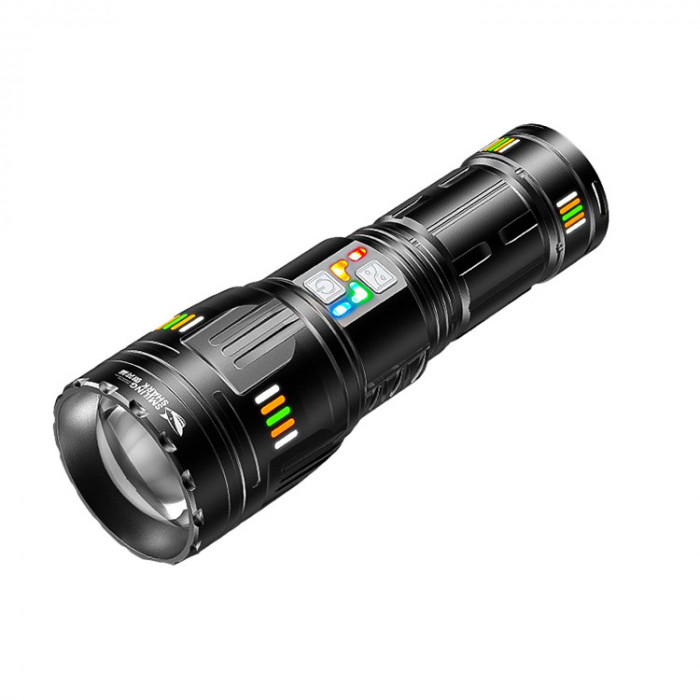 Lanterna de mana multifunctionala cu laser LED, IP65, USB