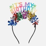 Bentiță Petrecere CMCLASS Multicolor "It's My Birthday" cu Beteală Rainbow, Plastic, One Size, 1 buc