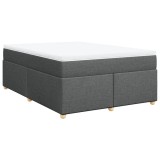 Cumpara ieftin Pat box spring cu saltea, gri inchis, 140x200 cm, textil