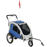 PawHut Remorcă 2-&icirc;n-1 pentru bicicletă &amp; cărucior pliabil pentru c&acirc;ini mici &amp; medii p&acirc;nă la 20 kg, gri deschis | Aosom Romania