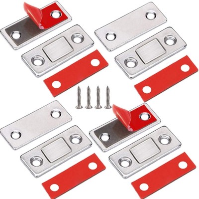 Set de 4 inchizatoare magnetice slim, cu suruburi incluse pentru usi si sertare, pentru usa dulap, Argintiu, foto