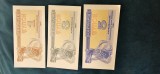 Bancnote UCRAINA , primele forme de bani de hartie din Ucraina moderna , 1 , 3 , 5 KARBOVANETS an 1991 , Stare de colectie