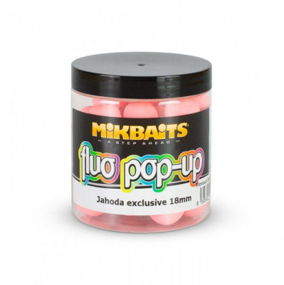 Mikbaits Fluo Pop-up Boilies Căpșuni Exclusive 250ml 18mm foto