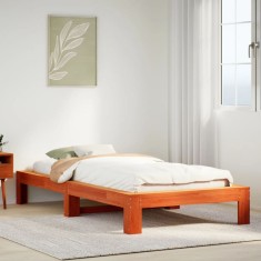 vidaXL Cadru pat fără saltea, maro ceruit, 75x190 cm, lemn masiv pin 855342