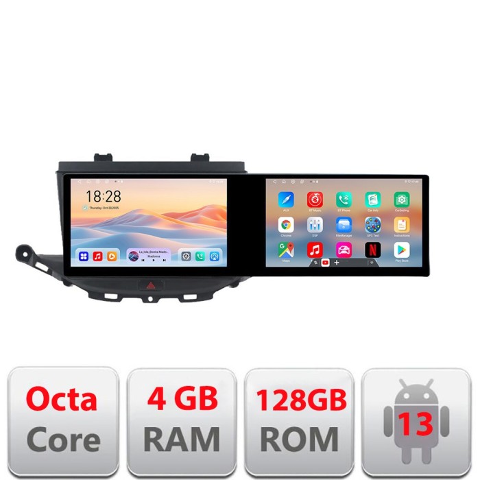 Navigatie Opel Astra K Kit-ASTRAK Edotec 2 ecrane 8 core 4+128 21.6 inch Incell android Wifi 5Ghz gps internet CarStore Technology