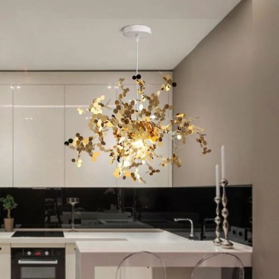 Candelabru Modern, CAPRICIO Allegro, 2xE14, Diametru 40cm, Auriu, Inaltime Reglabila foto