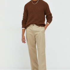 Abercrombie & Fitch pulover de bumbac barbati, culoarea maro, light