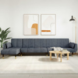Canapea extensibilă formă de L gri &icirc;nchis 275x140x70 cm catifea