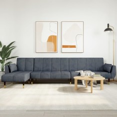 Canapea extensibilă formă de L gri &icirc;nchis 275x140x70 cm catifea