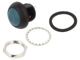 Comutator acţionat prin apăsare SPST 0,125A/125VAC, IP67, verde