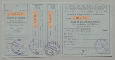 QW13 10 - 2010 - militar - document transport gratuit pentru militari - clasa I foto