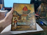 Icoana vintage catolica pe lemn
